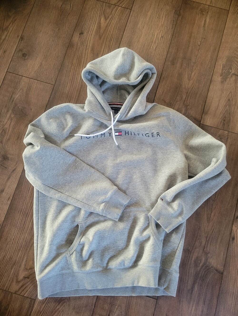 Tommy Hilfiger Mens Gray Hooded Pullover Sweatshirt Size XL